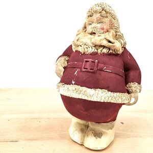 Rare Vintage 1930's Roly Poly 8” Chalkware Santa Claus